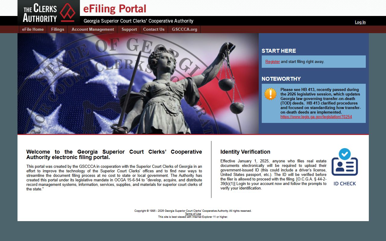 GSCCCA eFile portal for Georgia real estate plat UCC and lien filings