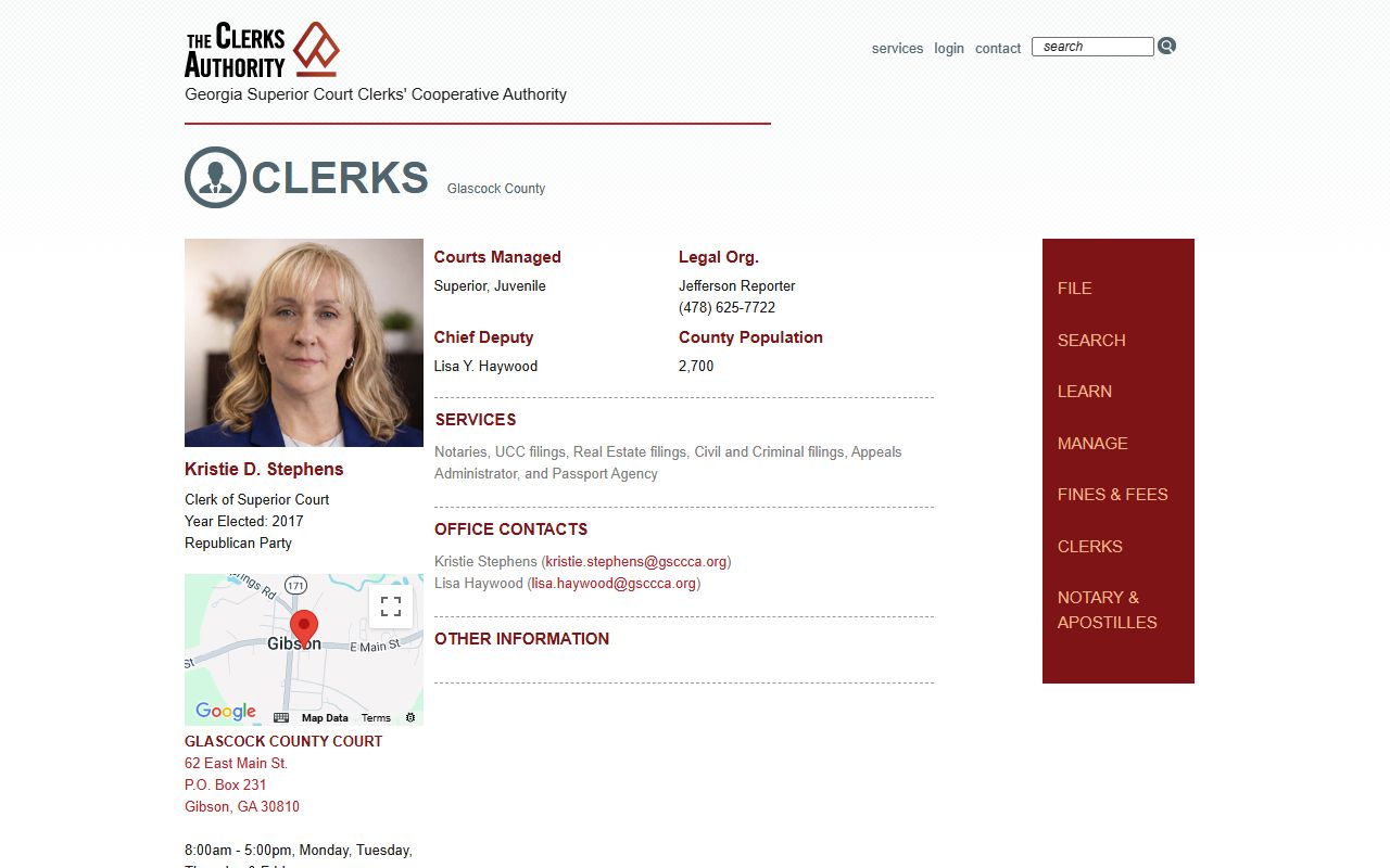 Glascock County court records GSCCCA clerk directory