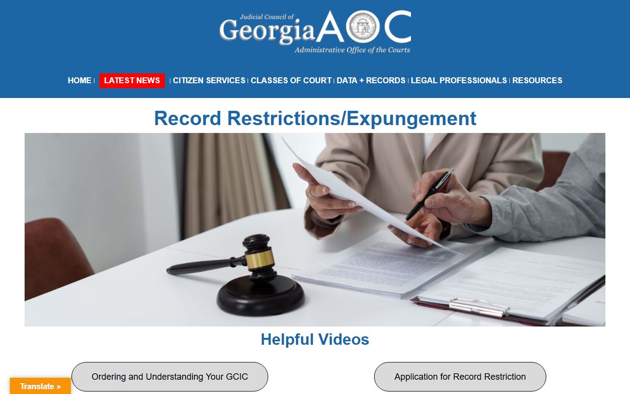 Glascock County criminal court records Georgia Courts record restriction self-help