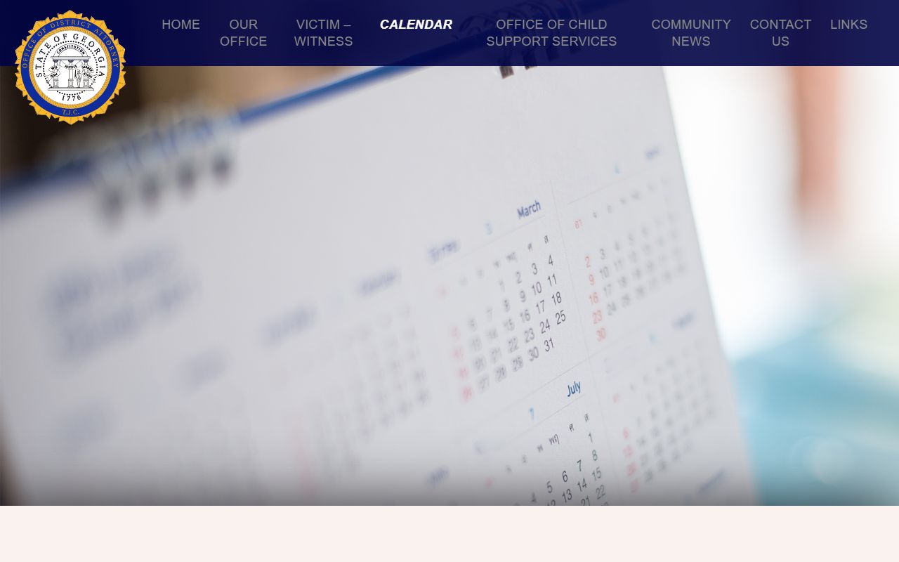 Toombs Judicial Circuit District Attorney calendar page listing Glascock County Courthouse