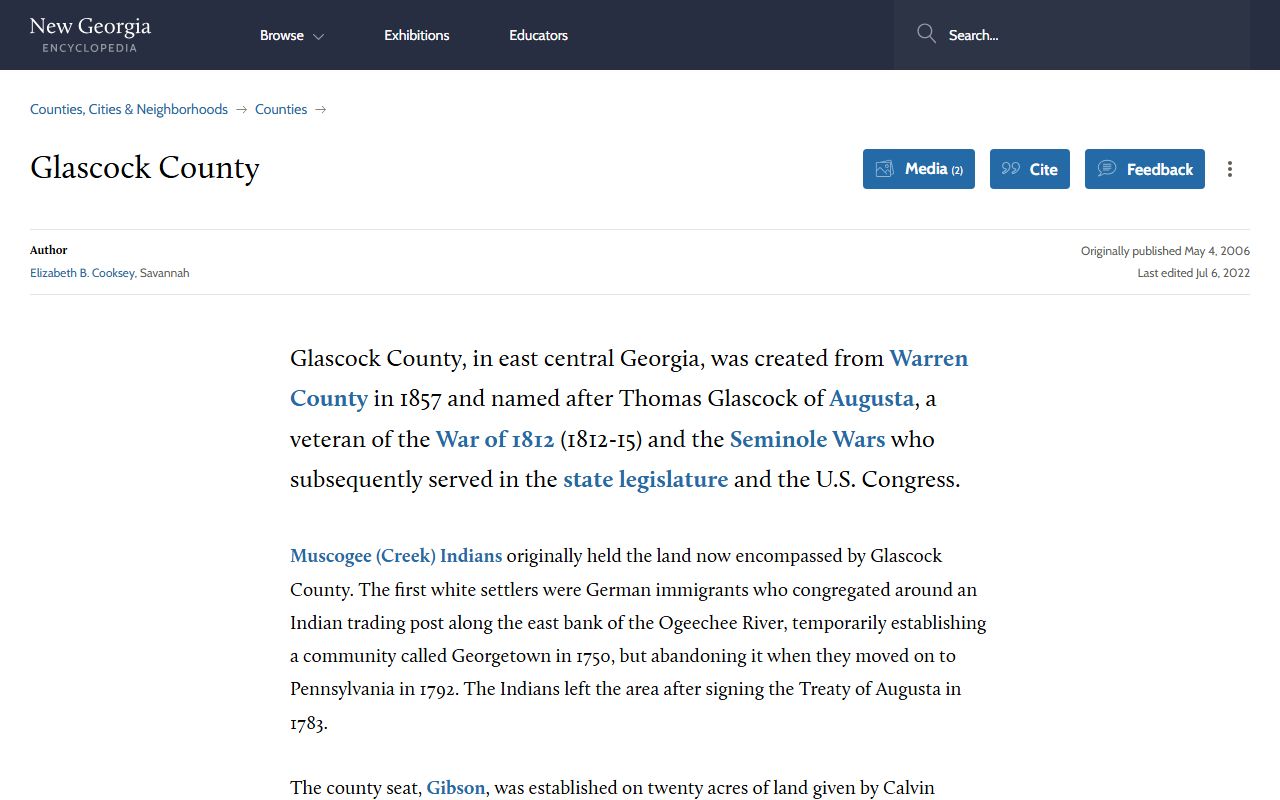 Glascock County court records county history source