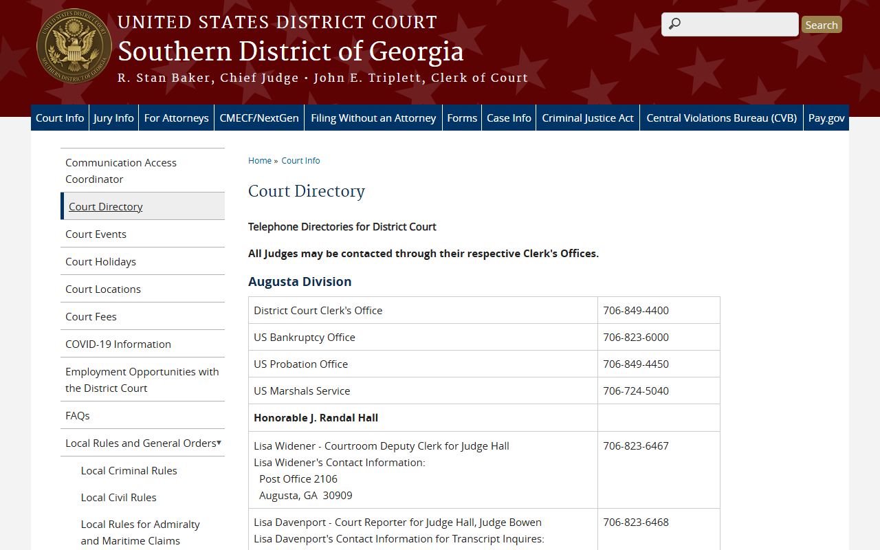 Glascock County inmate records Southern District court directory source