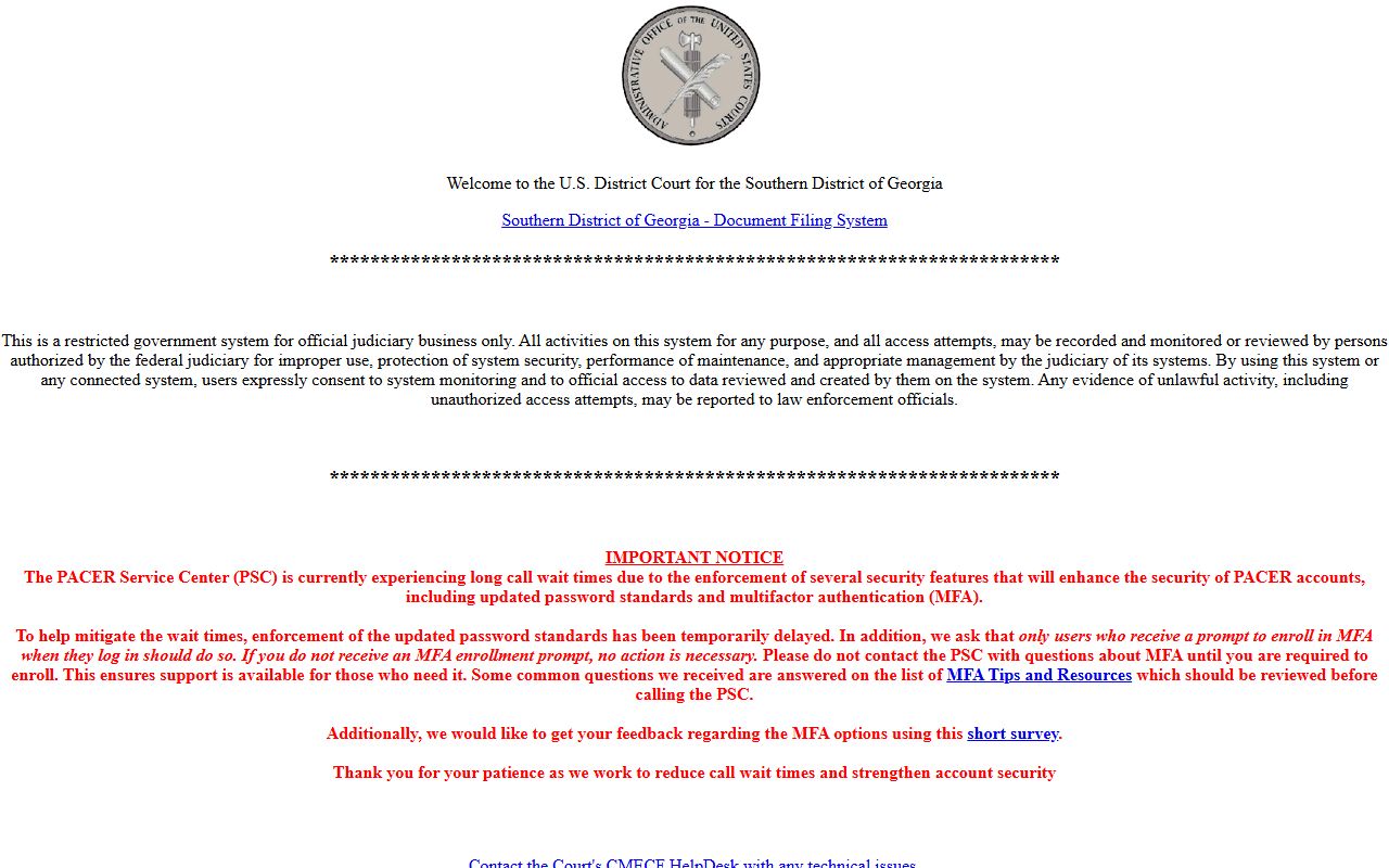 Glascock County inmate records Southern District CM ECF source