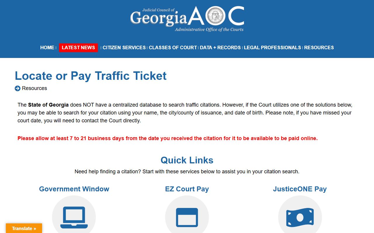 Glascock County traffic court records Georgia Courts traffic ticket locator